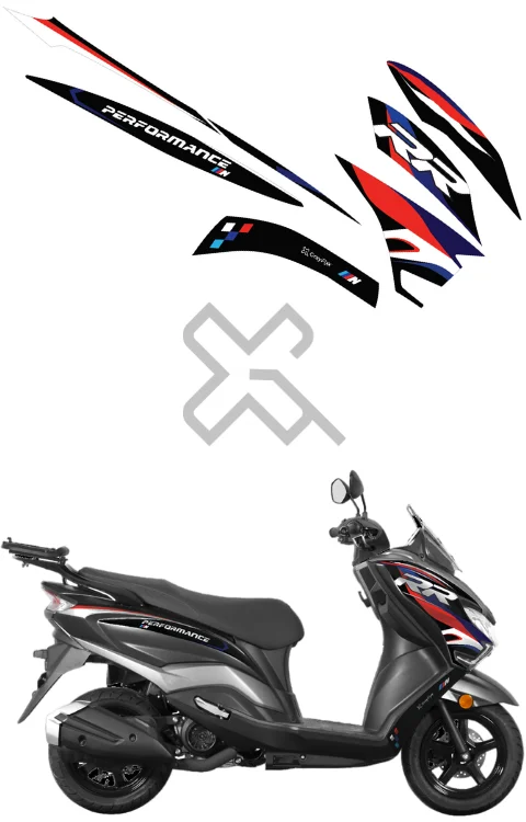 RR Edition Half Body Sticker Compatible with Burgman 125 | Made In Premium Gloss Vinyl With FPF(Fade Protection Film), Water Proof, Precut Sticker, Pack Of 1 Compatible with Both Side